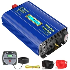 2000Watt Pure Sine Wave Power Inverter 4100W Surge Peak Power DC 12V to 120V AC