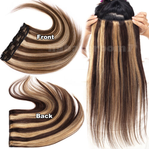 Clip in 100% Remy Echthaar Extensions Full Head One Piece Weft Straight Wavy A - Bild 6 von 31