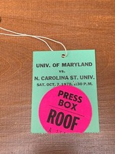 1978 NC State Wolfpack v Maryland Terrapins Football Ticket Press Box Pass 10/7