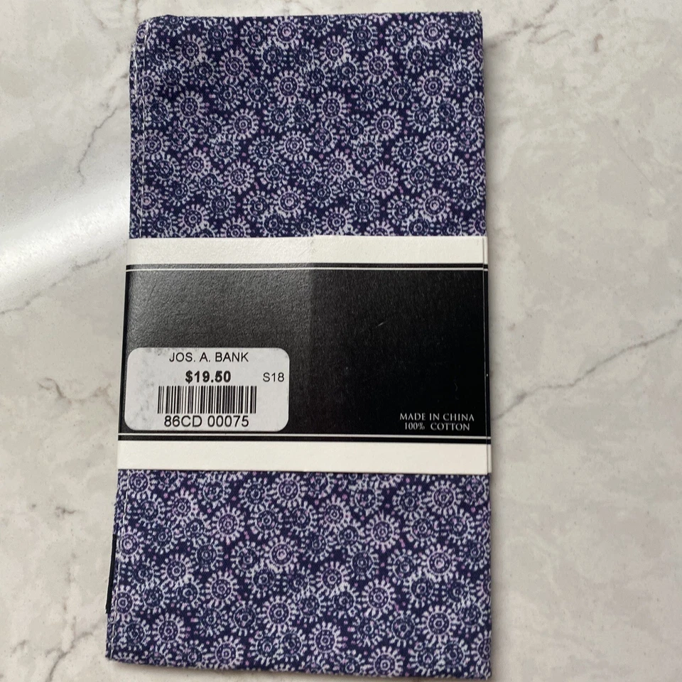 Pañuelo Jos A Bank Pre Plegado Bolsillo Cuadrado Azul Floral Algodón Pañuelo Foto 4 de 4