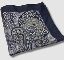  38 Countess Mara Men's Black Paisley Print Pocket Square