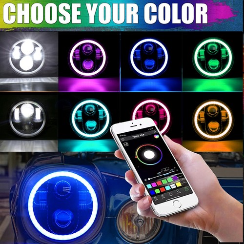 4PCS 5.75" 5-3/4 RGB Round LED Headlight DRL Projector Beam for BMW Base 1969-88 - Picture 3 of 12