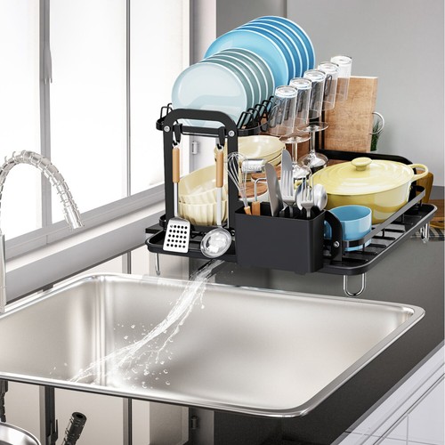 2Tier Dish Drying Rack & Drain Utensil Chopping Board Holder Kitchen Counter Set - Picture 11 of 13