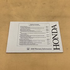 2000 Honda Warranty Information Owners Operators Manual Supplement for Glovebox 