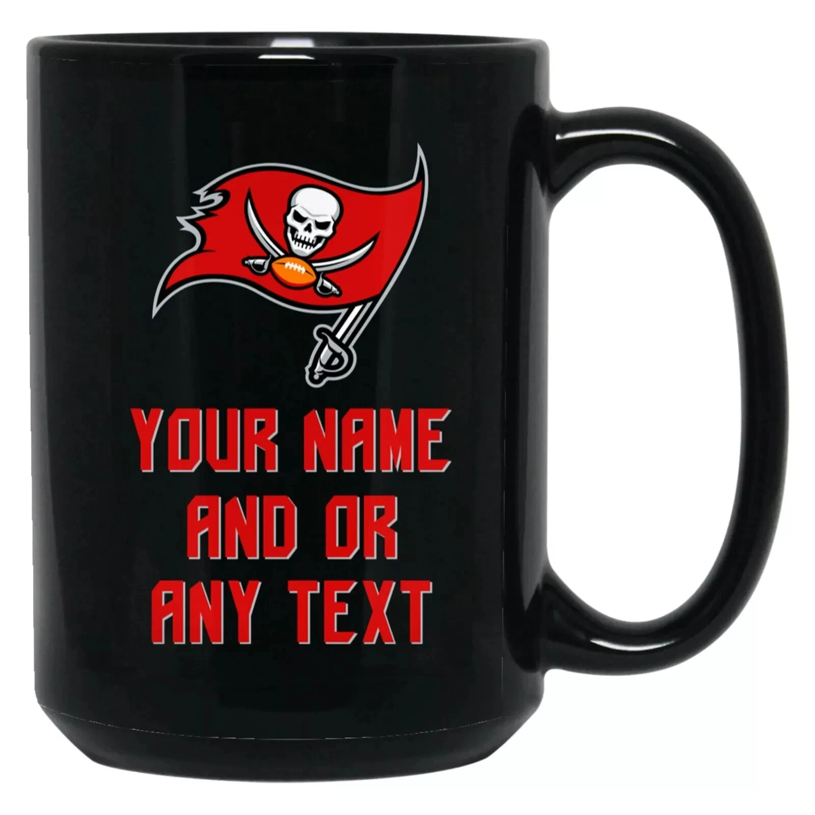 Custom Personalized Tampa Bay Buccaneers Black Ceramic Coffee Mug