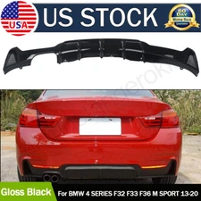 Rear Bumper Diffuser Twin Exhaust Pipe For BMW 4 Series F32 F33 F36 Glossy Black
