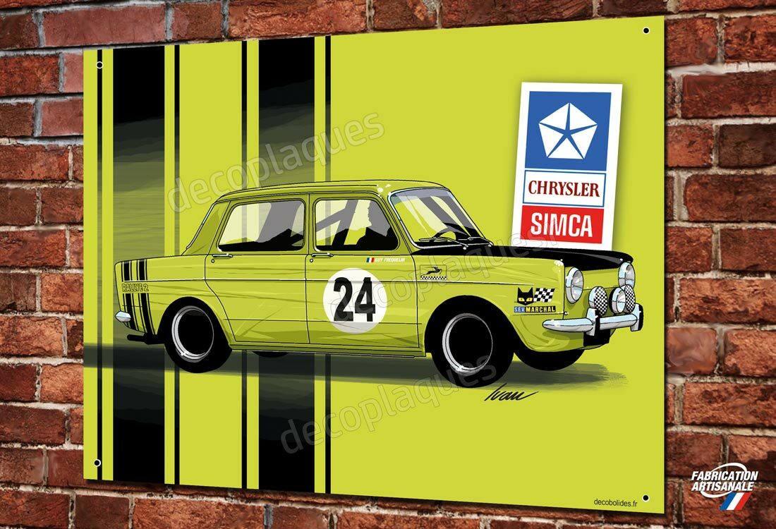 Simca 1000 Rallye 2 plaque déco métal rétro pour atelier et garage