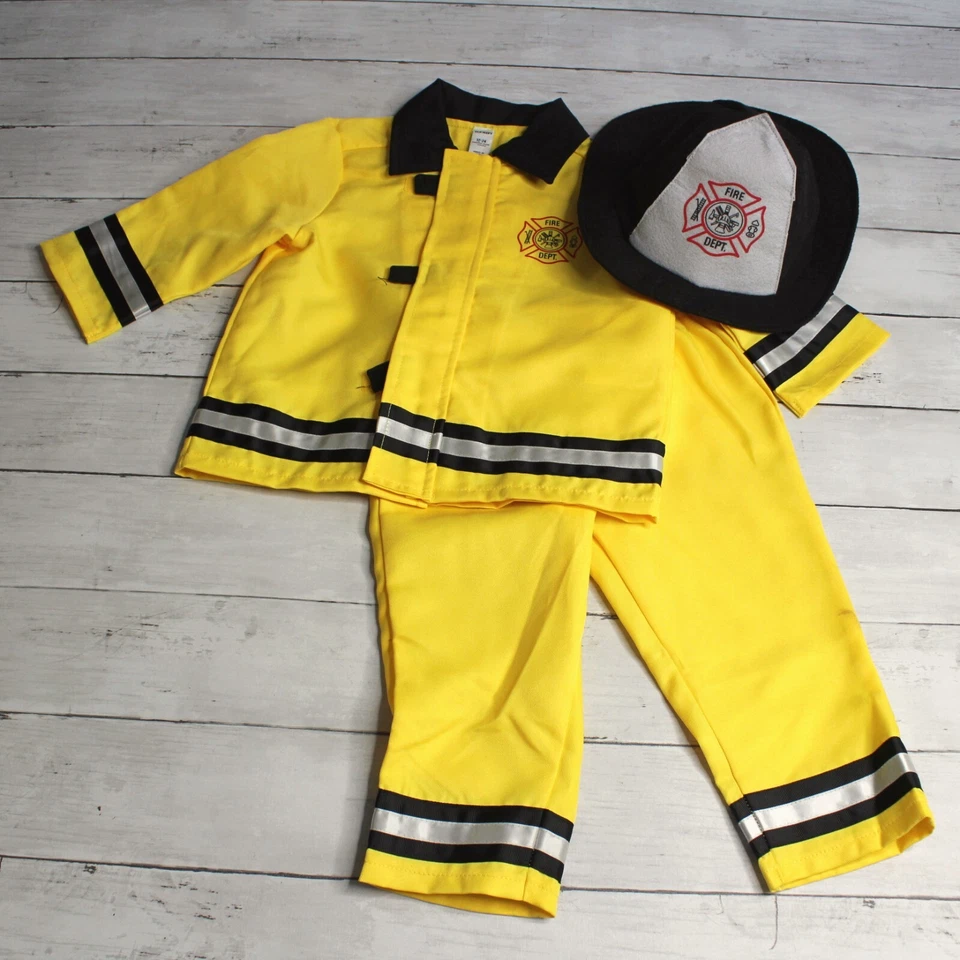 Antiguo Conjunto Sombrero Disfraz Halloween Jefe Bombero Bebé Azul Marino Talla 12-24 Meses Amarillo Foto 3 de 4