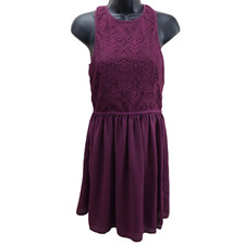 Socialite Dress Medium Burgundy Lace Top Fit & Flare Sleeveless Back Zipper