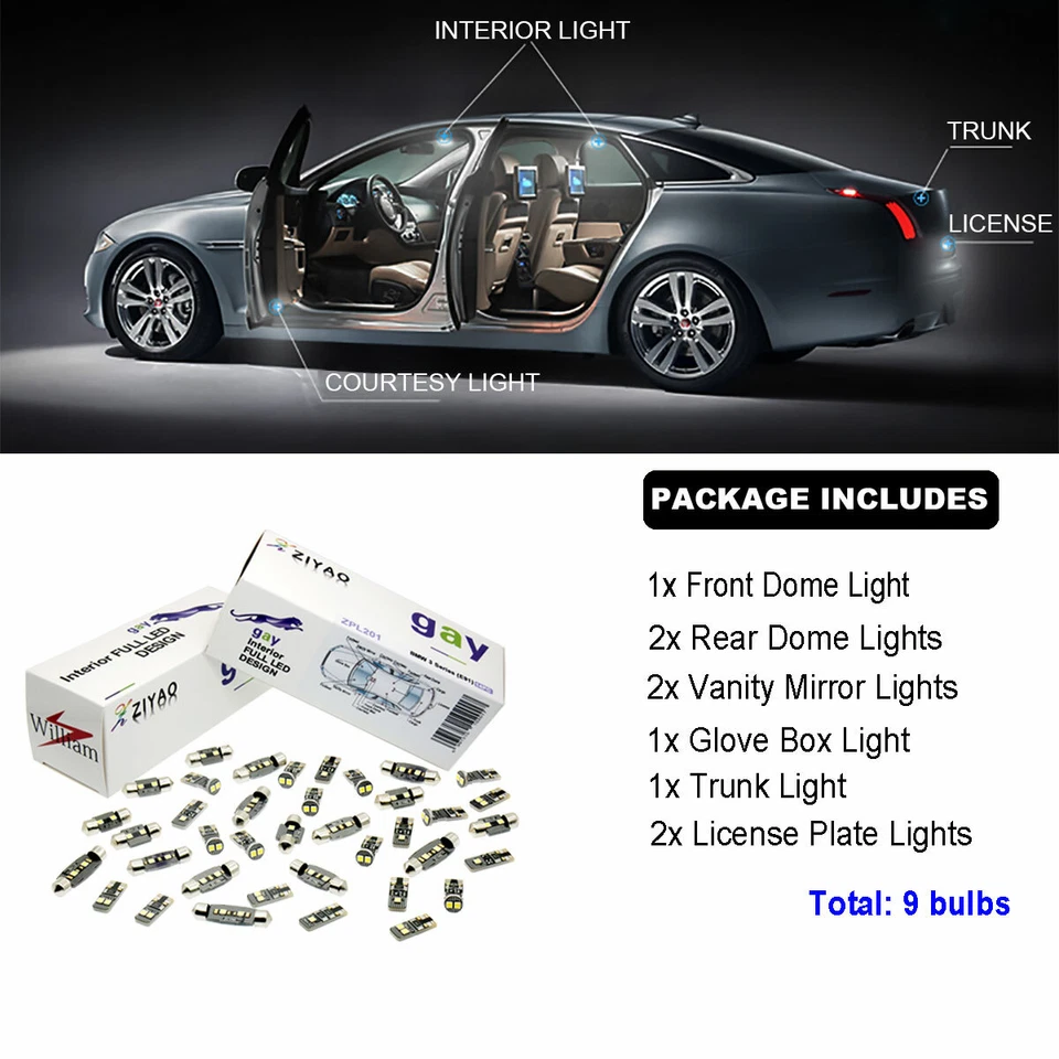 Kit de luces interiores LED blancas 9 bombillas para Volkswagen Beetle Hatchback 1998-2011 Foto 2 de 4