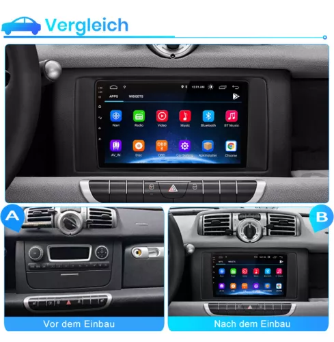 32G Für Smart Fortwo 451 2010-2015 Android 13 Autoradio CarPlay Kam Navi RDS - Bild 3 von 13