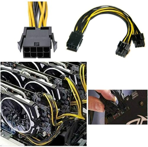 10X PCI-E 6 Pin Female to Dual PCI-E 8 pin (6+2) Male CPU Power Cable Splitter - Picture 4 of 11