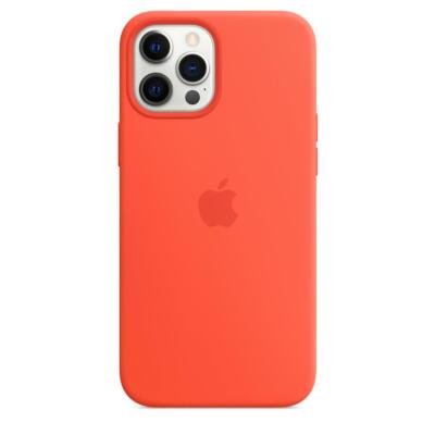 Original Apple iPhone 12 Pro Max Silikon Hülle mit MagSafe - elektrisch orange