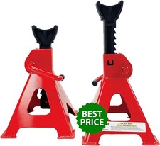 Jack Stands 3 Ton 6,500 lb Capacity Steel, 1 Pair Red Lifting Stand Adjustable