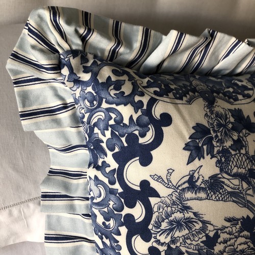 Ralph Lauren 20”x20” Cuscino Decorativo Quadrato Arruffato B/N con Inserto Piumino X 2 - Foto 5 di 14
