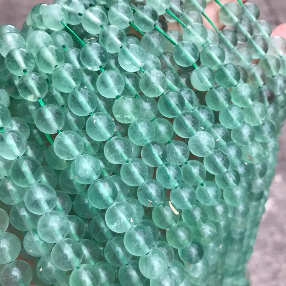 6-10mm Genuine Natural Round Semi Precious Smooth Green Fluorite Gemstone Beads - Image 2 of 4