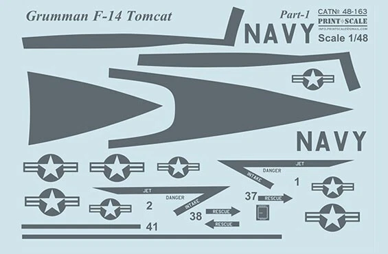 Print Scale 48-163 Decal 1:48 Grumman F14 Tomcat Part1 The complete set 1,5 leaf - Image 2 of 4