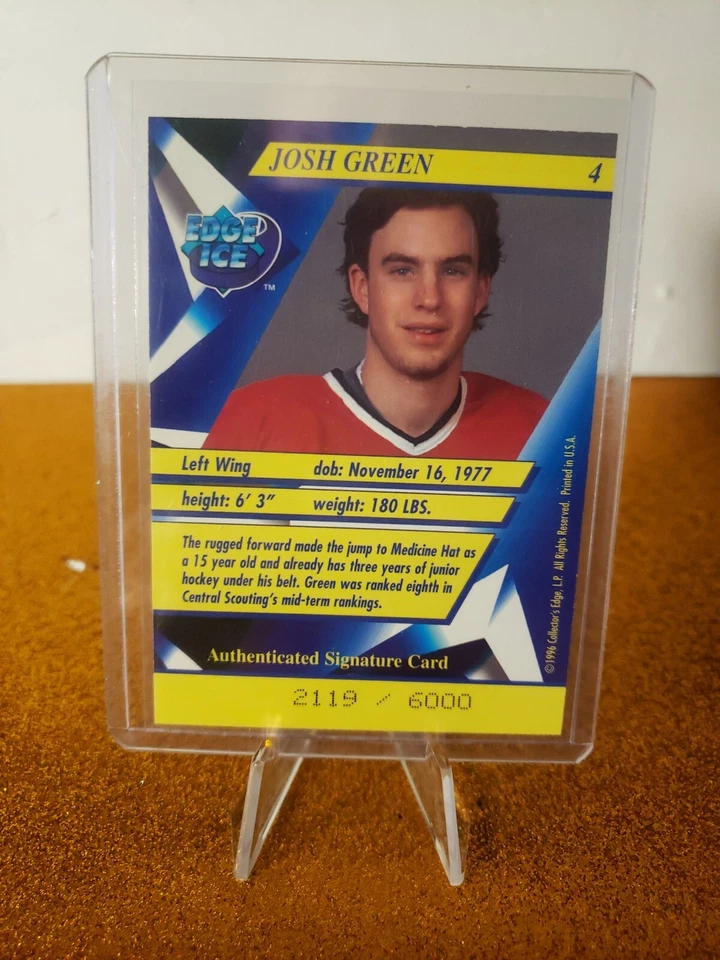 Collector's Edge 1996 firmado, sellado y entregado #4 Josh Green/6000 Foto 2 de 2