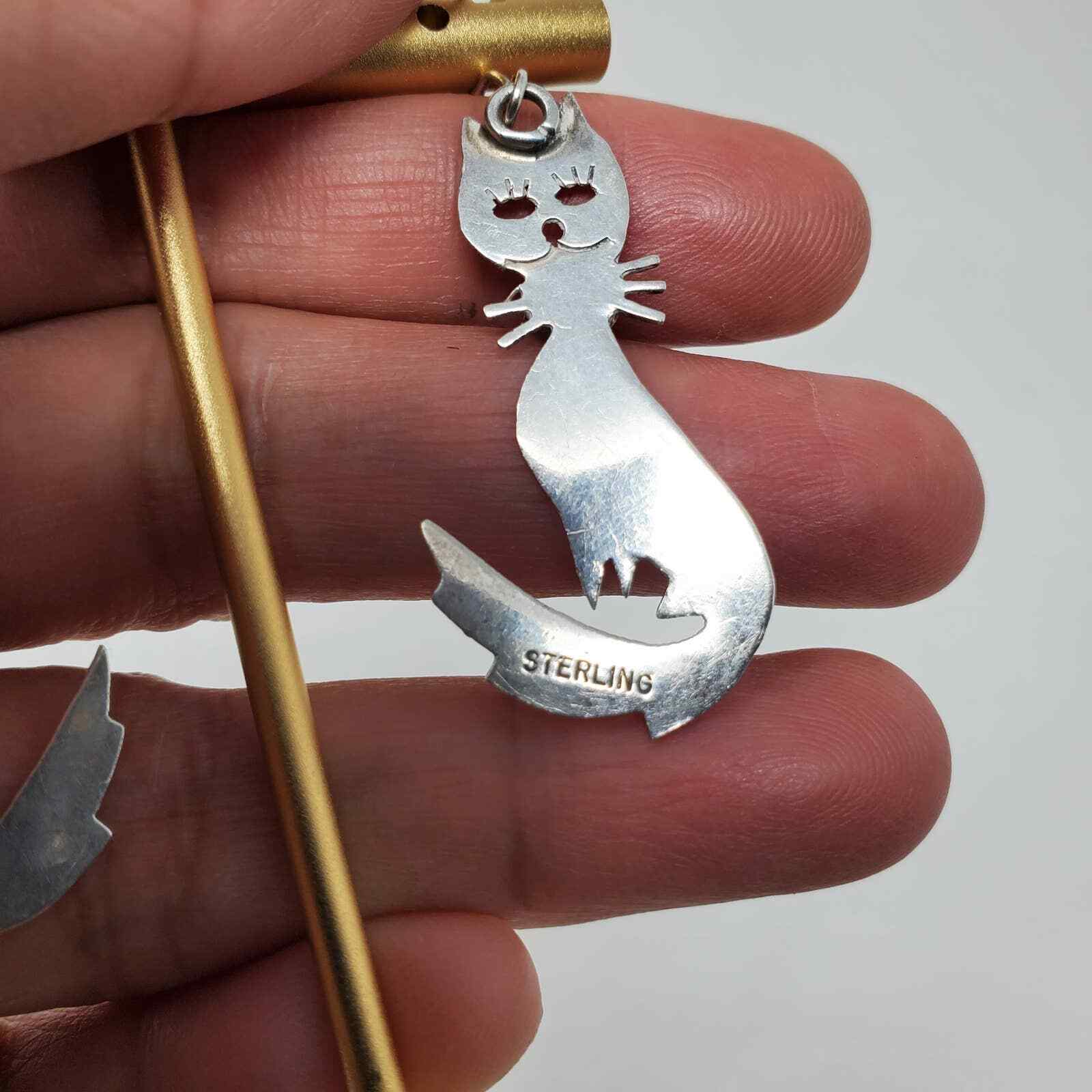 Sterling Silver Gemstone Dangle Cat Earrings Jewe… - image 4