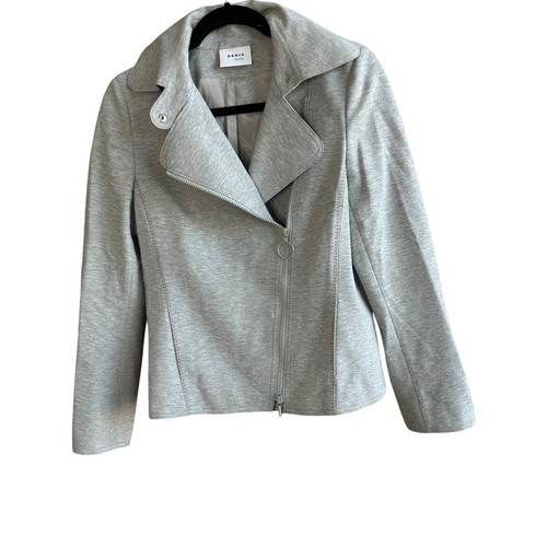 Akris Punto Designer Dove Gray Side Zip Moto Biker Jacket Size 6