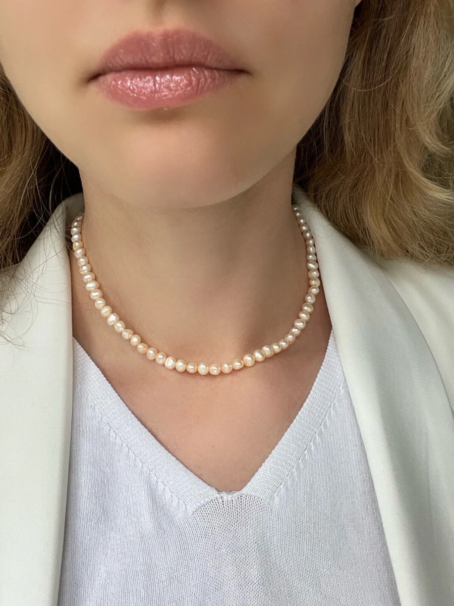Sterling silver 2024 pearl choker