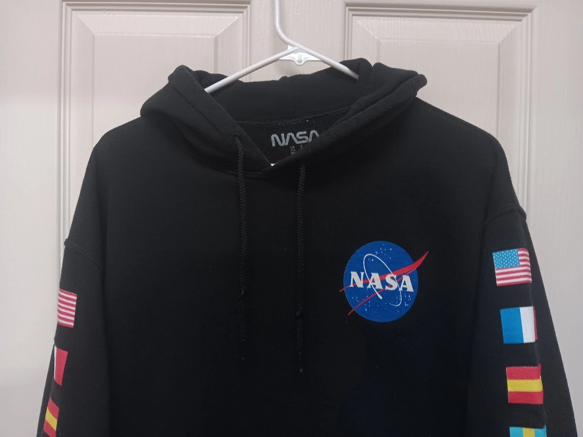NASA Hoodie Adult Small Sweatshirt Flags Black Space Astronaut  International | eBay