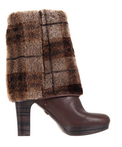 Para mujer Botas Ugg Australia Rey De Piel De Cordero Plataforma Cuero  Marrón Stout/A Cuadros | eBay