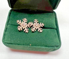 Sterling Silver CZ Pave Snowflake Stud Earrings 084DuW