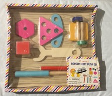 Wooden Workbench Building Blocks Tools Pretend Play Activity Set Toy 10 Pieces