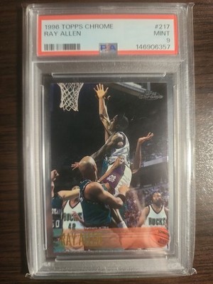 1996-97 Topps Chrome Ray Allen #217 PSA 9 MINT No Greening! Nice. Rookie Card RC