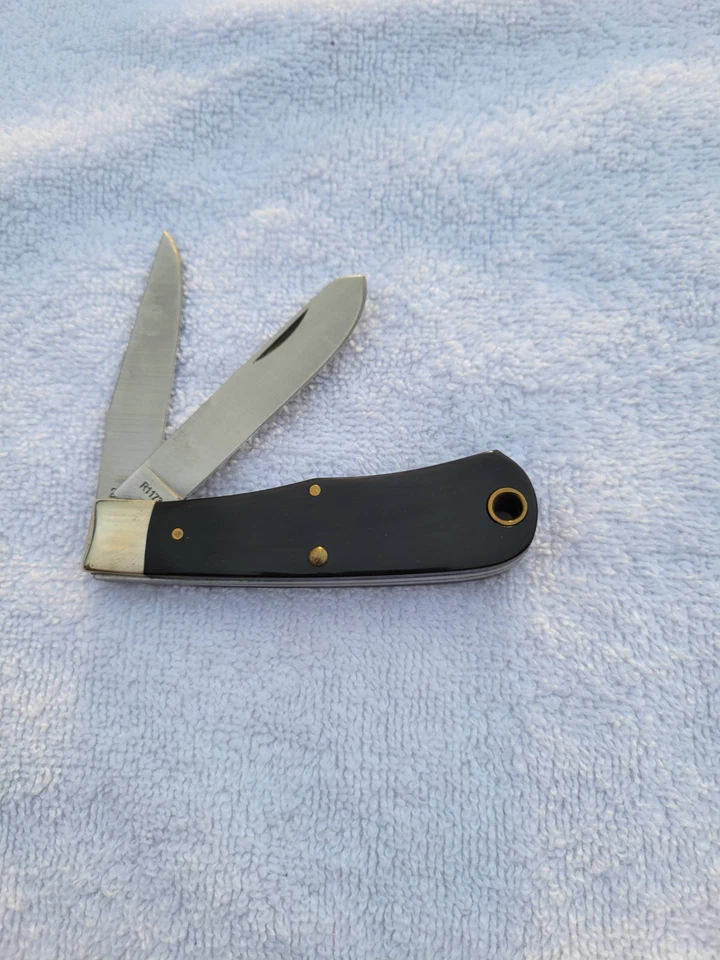 Cuchillo bala plegable Remington EE. UU. 2000 #R1173 cuerno de búfalo nuevo en caja Foto 3 de 4