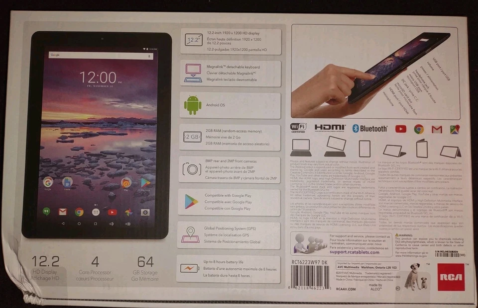 RCA Pro 12 Tablet & Magnalink Keyboard Android 12.2" 2GB Ram 64GB Storage 4 Core - Image 2 of 3