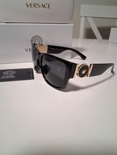 Versace Men's Square Sunglasses Black Plastic/Metal Frame Gray Tinted