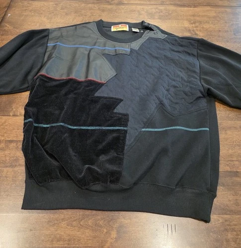 Vintage 80s 90s Juice Men's S Patchwork Leather Snap Shoulder Black...