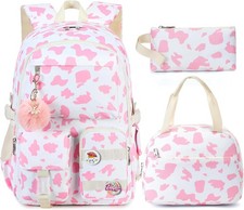 Hidds Backpack for Girls 3 PCS College School Backpacks Kids Bookbag Set Pink
