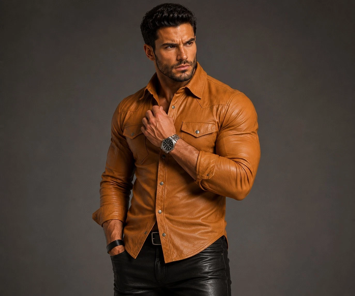 Men's Mustard Leather Shirt Genuine Sheepskin Western Cowboy Biker Casual Jacket