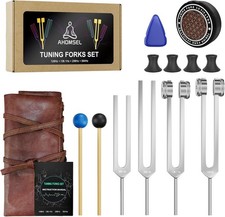 Tuning Forks for Healing Set - 128Hz, 136.1Hz, 256Hz, 384Hz, Weighted Unwei...