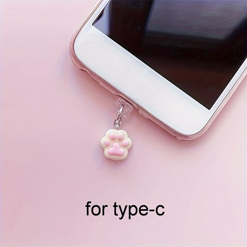 1PC Cute Cat Claw Phone Dust Plug Pendant For Phone Samsung Type-C Interface - Zdjęcie 6 z 13