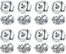 16PCS 925 Sterling Silver Earring Backs,14k White Gold Plated