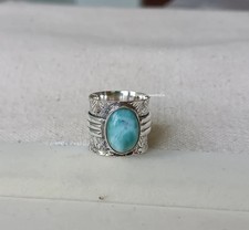 Genuine Larimar Ring , 925 Sterling Silver Ring , Larimar jewelry , WeddAll size