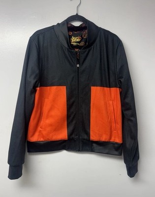 Just Saiyan Naruto Shippuden Black Orange Zip Jacket Anime Spiral Small Unisex Z