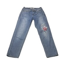 Abercrombie Kids Girls 9/10 High Rise Girlfriend Embroidered Jeans Denim Floral