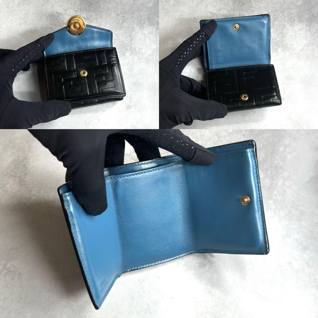 Fendi / Embossed Micro Trifold Wallet Used Excellent+ From