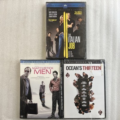Italian Job + Matchstick Men + Ocean's 13 Fullscreen DVD Lot NEW SEALED Fraying