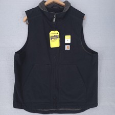 Carhartt Vest Mens Medium Black Sherpa Lined Canvas Insulated Workwear Pockets