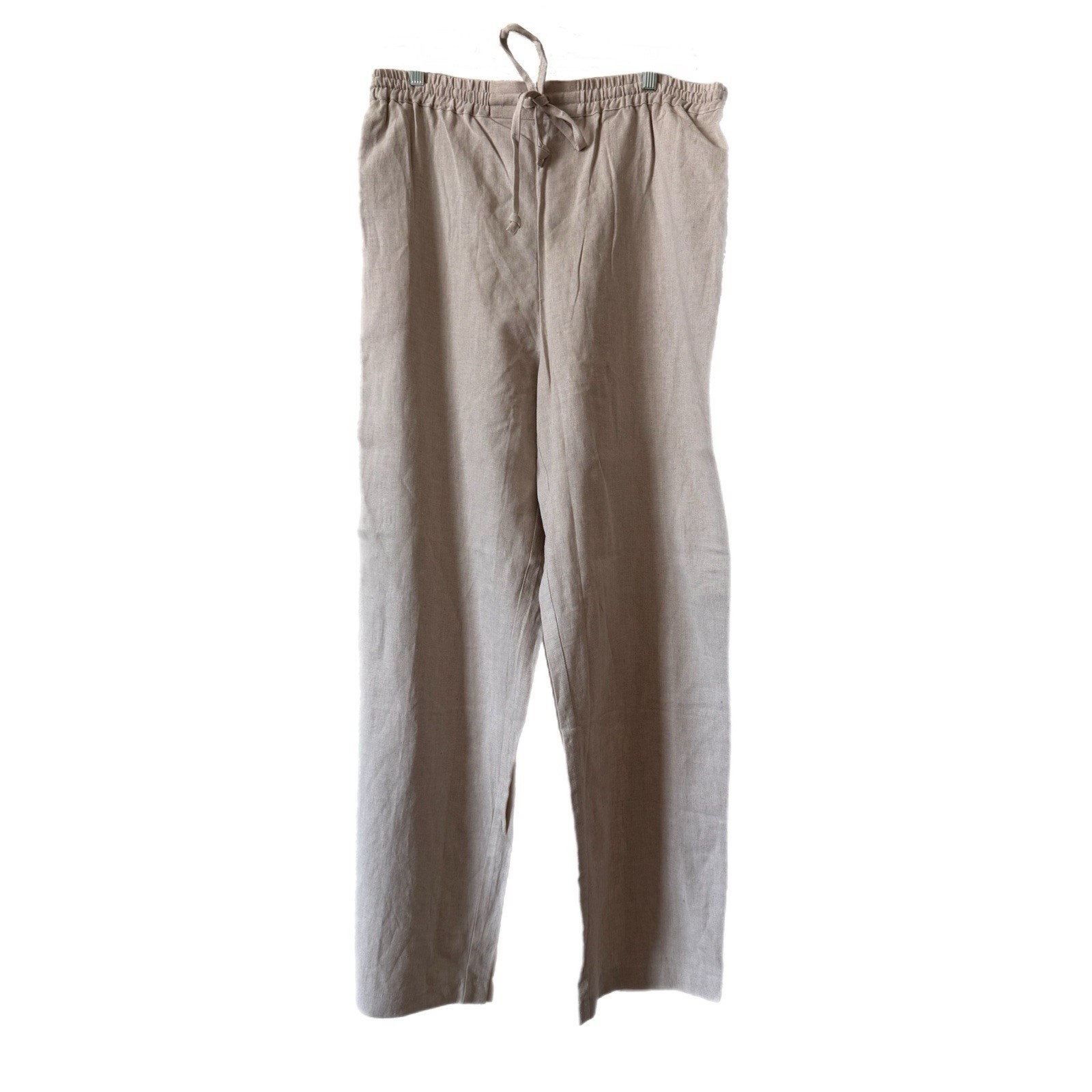 Coldwater Creek Pants Linen Blend Drawstring Waist Pockets Quiet Luxury Sz M