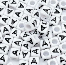 Ludthaw 100PCS Letter Beads Acrylic Square Alphabet 6mm, 0Square-A-100PCS