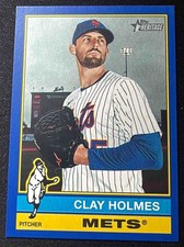 2024 Topps Heritage High Number Clay Holmes #553 Dark Blue Border Mets