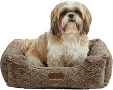 Elegant Ultra Soft Plush Pet Bed for Small Dogs - Washable Cover, Brown