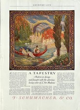 1926 Ad F Schumacher & Co NY Unique Tapestry Woven In Felletin France